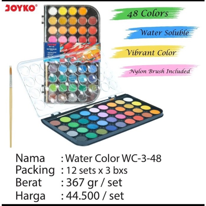 

air-cat- water color cake joyko wc 3 isi 48 warna cat air padat -cat-air.