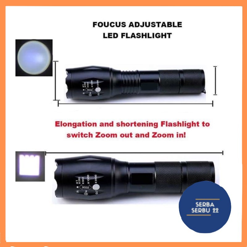 Senter LED XML2 T6 Lumens T6 Lebih Terang 20% FlashLight  - Lampu Senter SWAT L2  - Anti Air IP44