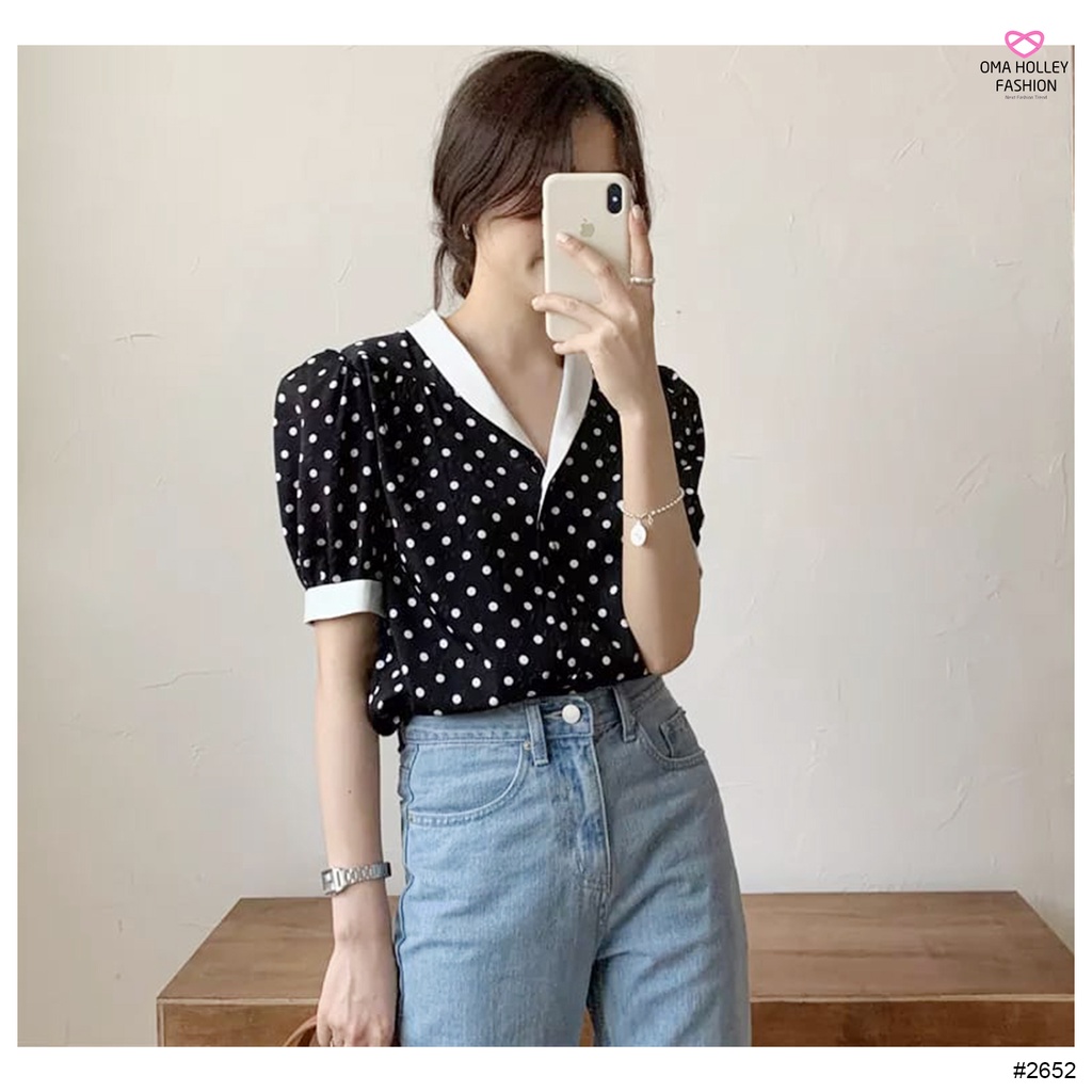 (COD) OH Fashion Envy Top Polkadot Wanita #2652