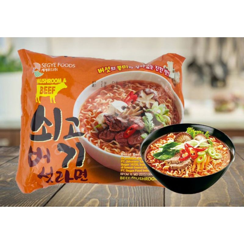 

SEGYE FOOD BEEF MUSHROOM RAMYUN HALAL MUI 114 G