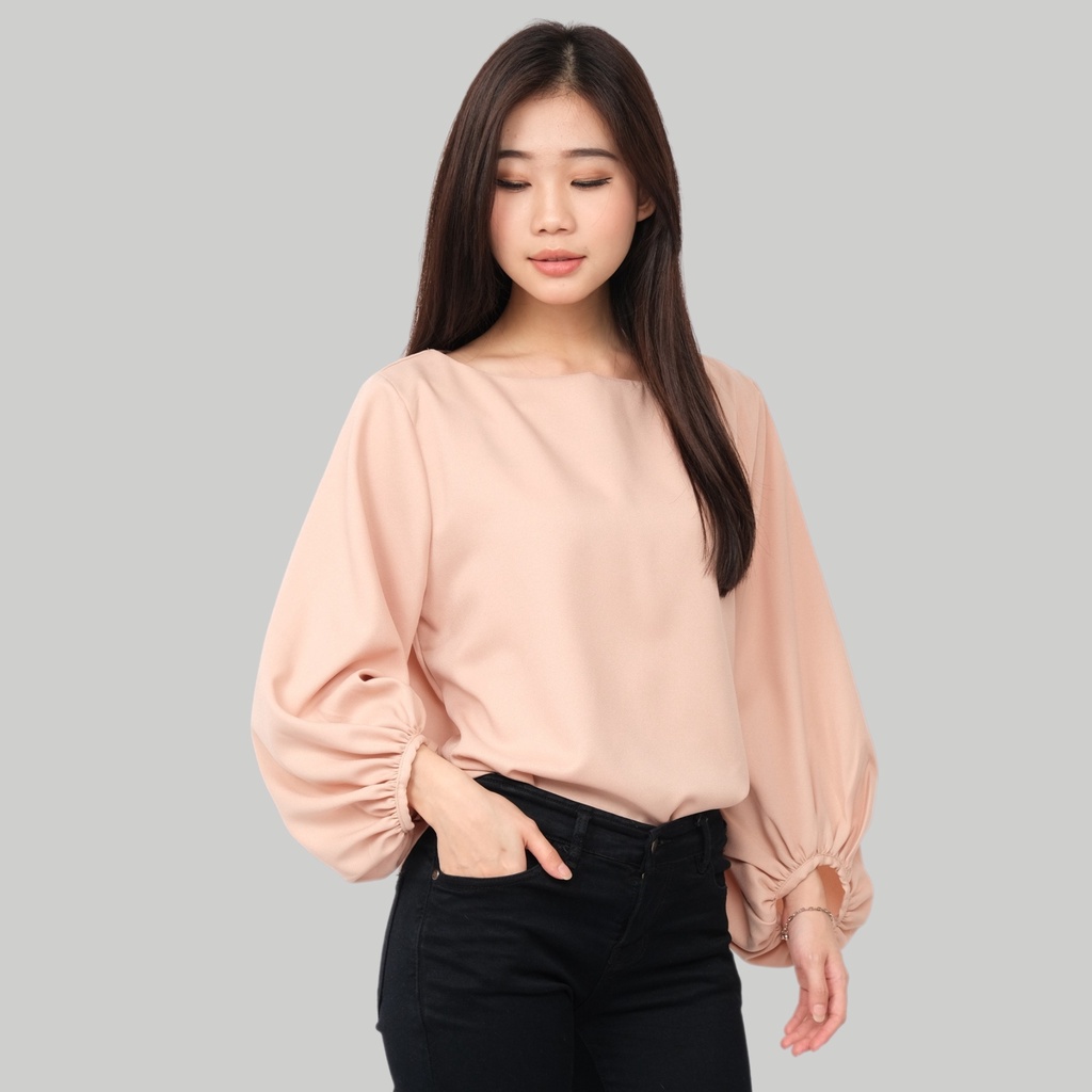 Atasan Kemeja Kemeja Krmeja Kmeja Cewek Perempuan Casual Lengan Panjang Lengan Balon Jumbo Kekinian