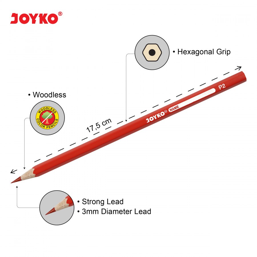 Pensil Warna Joyko CP-104 24 Warna Woodless