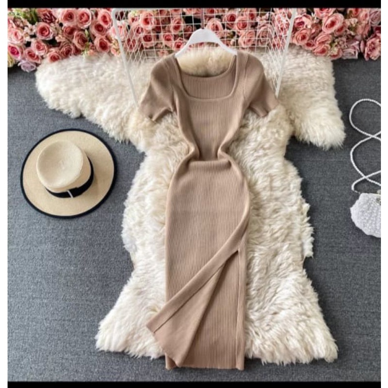 FX SHOP DRESS RAJUT KOREA BODYCON DRESS DRESS RAJUT FASHION TRENDY DRESS KELLYA RAJUT