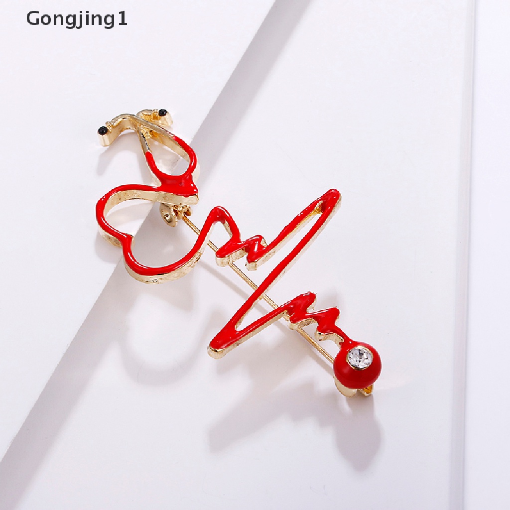 Gongjing1 Bros Pin Enamel Bentuk Detak Jantung Untuk Aksesoris Wanita