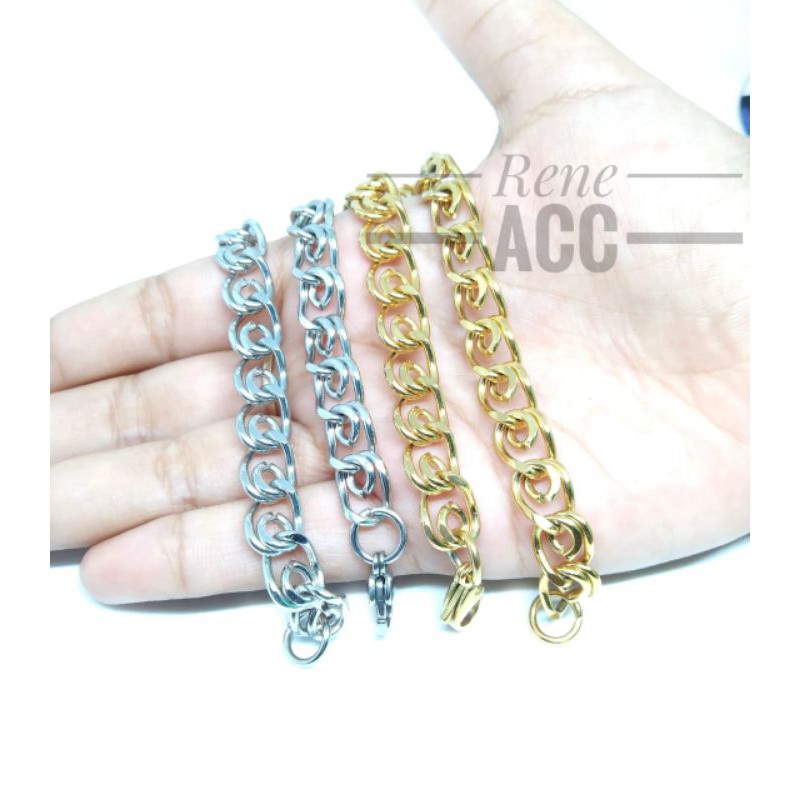 Gelang Rantai Titanium pria wanita stainless steel anti karat