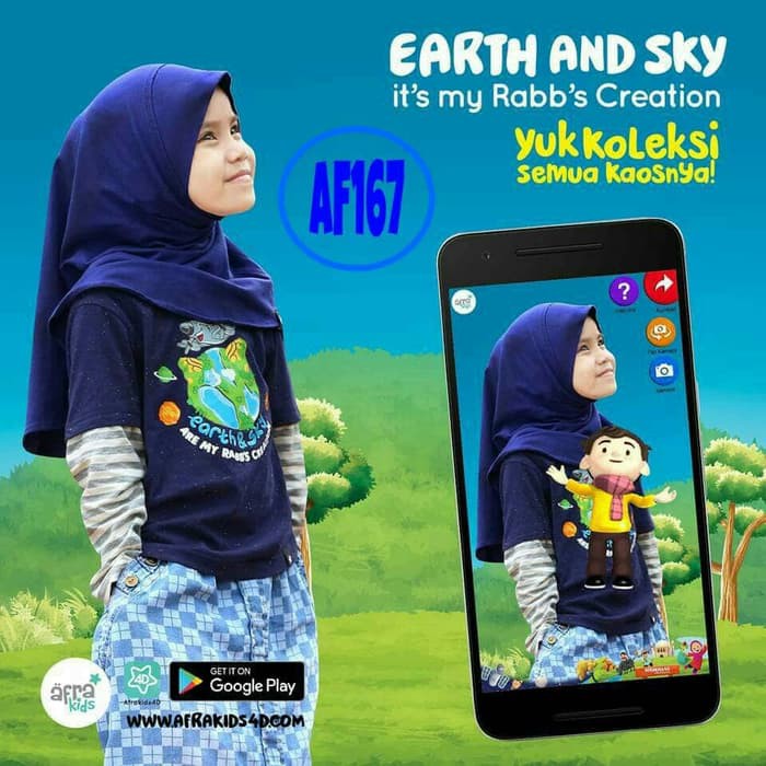 BAJU KAOS 4D ANAK PEREMPUAN MUSLIM LENGAN PANJANG AFRA KIDS M-L AF167