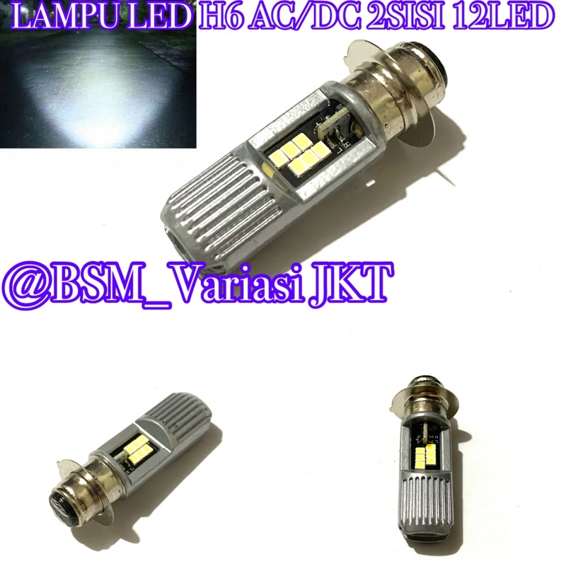 Promo lampu led depan  ac dc 2sisi 12mata h6 universal mat bebek H6 12mata