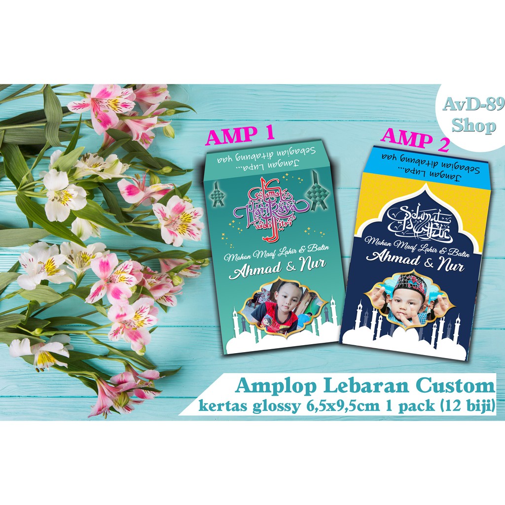 

isi 12pcs amplop lebaran custom nama foto