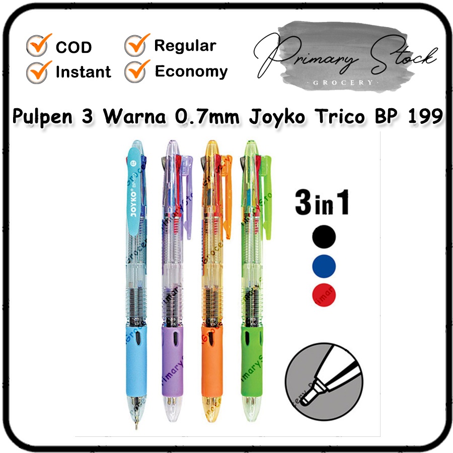 

Pulpen Joyko Trico Gel BP 199 Bulpen Bolpen Pena 0.7mm Warna Warni