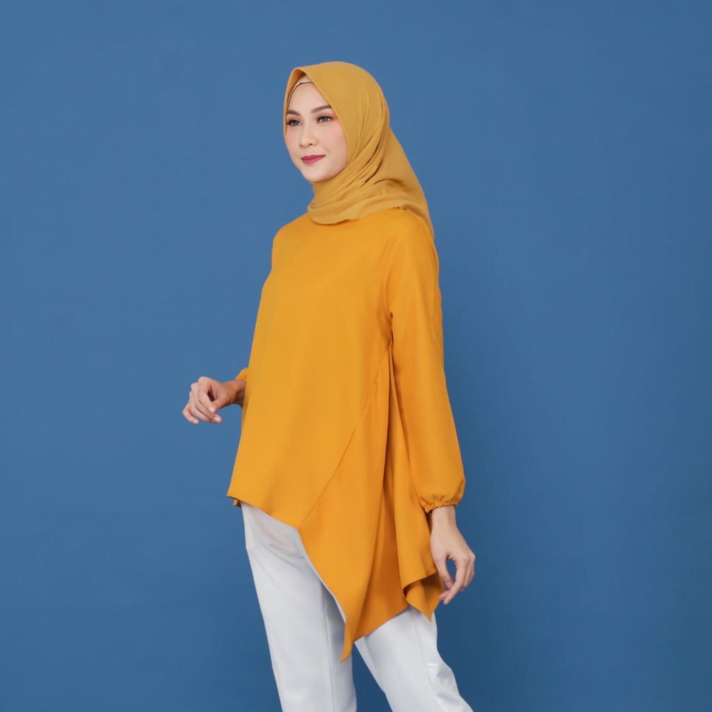 Tokomilkan - Atasan Kemeja Tunik Wanita SABILA TOP | Blouse Cewek Bahan Moscrape