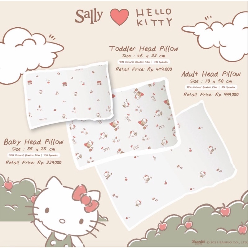 Friends of Sally Original / Watercolor / Hello Kitty Collection Baby Head / Toodler Pillow / Mini Hug / Regular Hug / Chubby Hug