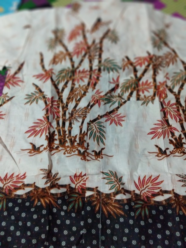 Batik Couple Keluarga Sania Ruffle Ori Ndoro Jowi Dnt Motif Bambu Putih