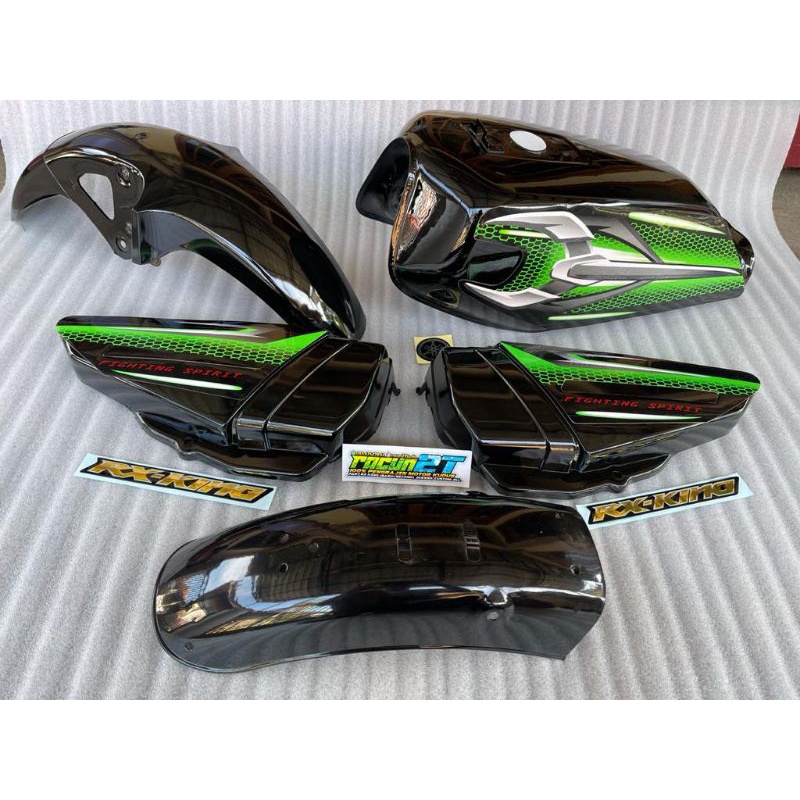 bodi set RX king 2007 striping stiker variasi/custom hitam hijau