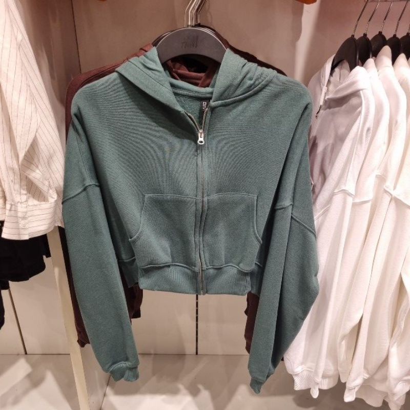 Jaket crop kantong hoodie H&M JASTIP jasa titip hnm