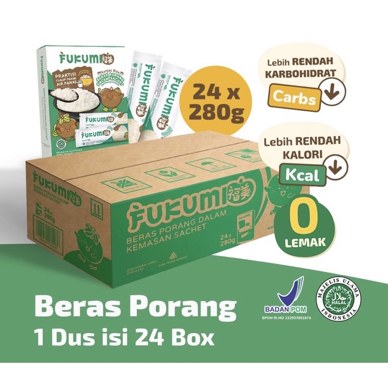 

Fukumi Beras Porang 1 karton 24 x @280gr [Halal/Bpom]