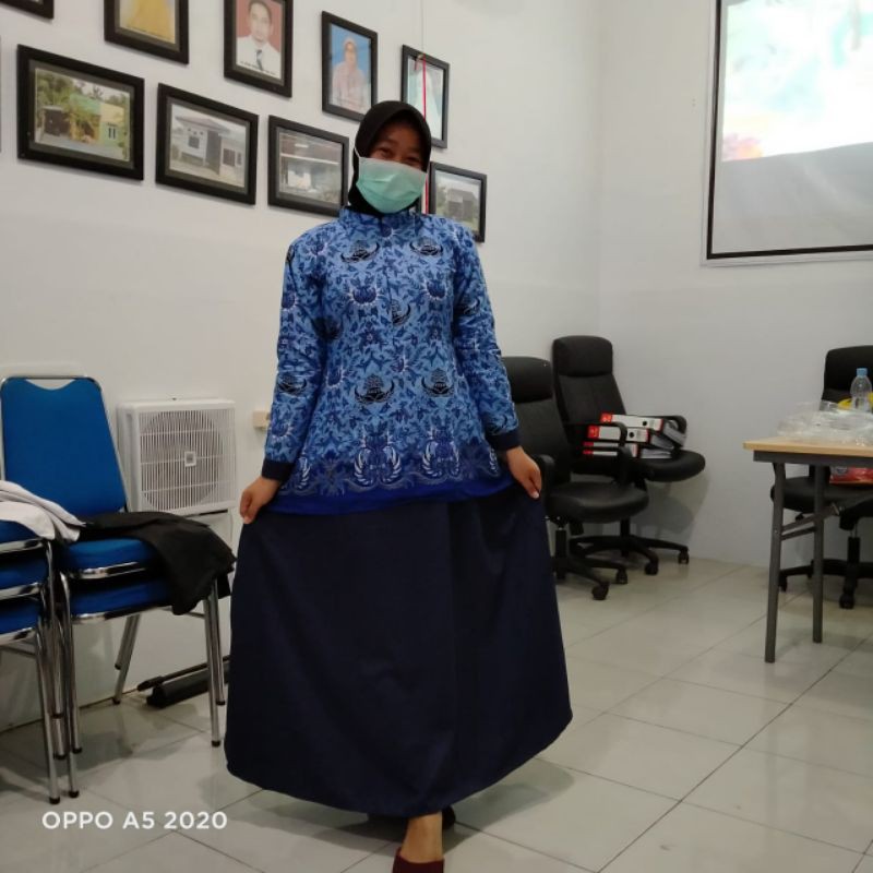Baju Gamis Wanita Muslim Seragam Kantor Hitam Putih Murah Katun Toyobo Formal Wawancara Tes Kerj-5