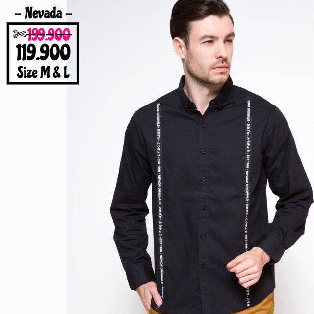 Kemeja Pria Nevada Plain Hase Pitterbarn - Hitam
