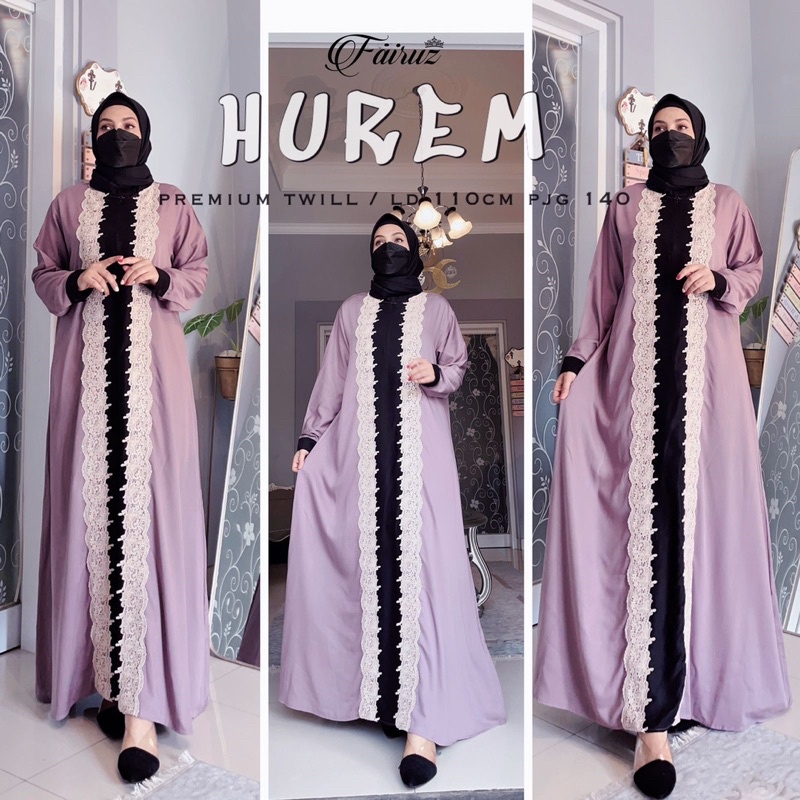 Daster Arab Fairuz HUREM  Maxi Dress Premium Gamis Twill Original Label