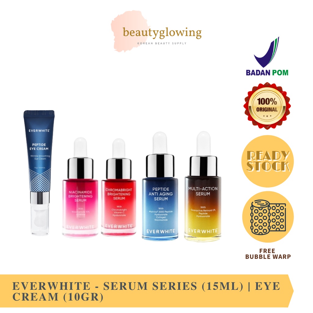 [BPOM] EVERWHITE Serum Series | Cica Soothing | Chromabright | Niacinamide |Aha Bha | Peptide | Multi Action