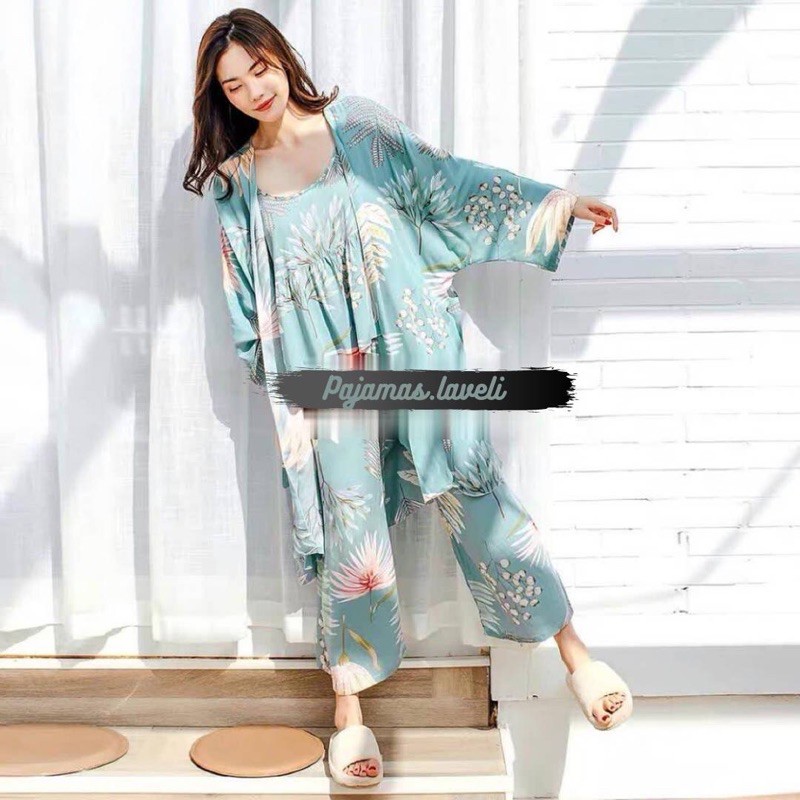 KIMONO 3in1 import/ set baju tidur 3in1/ baju tidur wanita