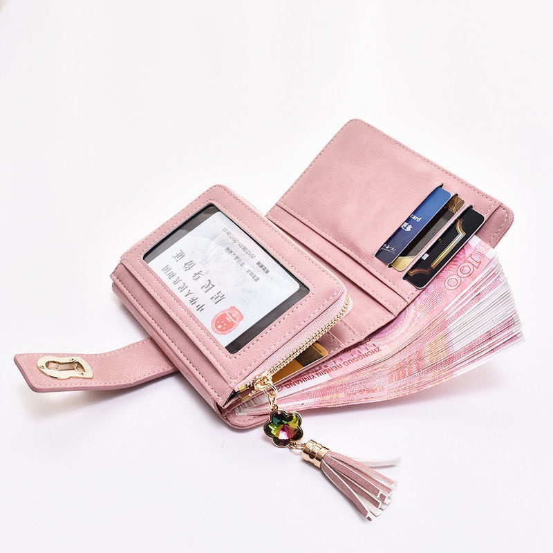 DOMPET LIPAT WANITA KECIL KULIT PINK IMPORT WA418P3 MARTY KOREA MINI SLOT KEKINIAN KARTU UANG RESLETING KOIN BRANDED PENDEK TIPIS REMAJA BATAM PREMIUM