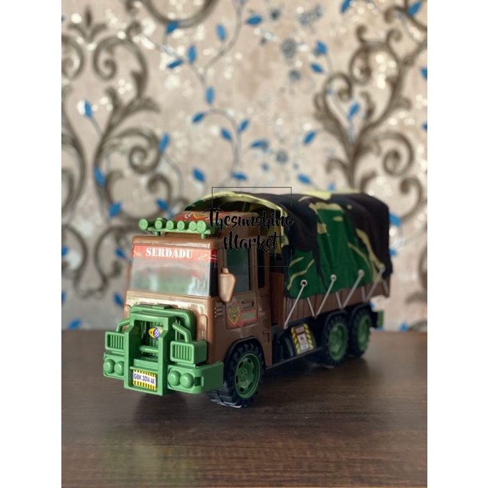 Mainan Truk Militer Besar - Mobil Mobilan Truck Box Trailer Army Anak