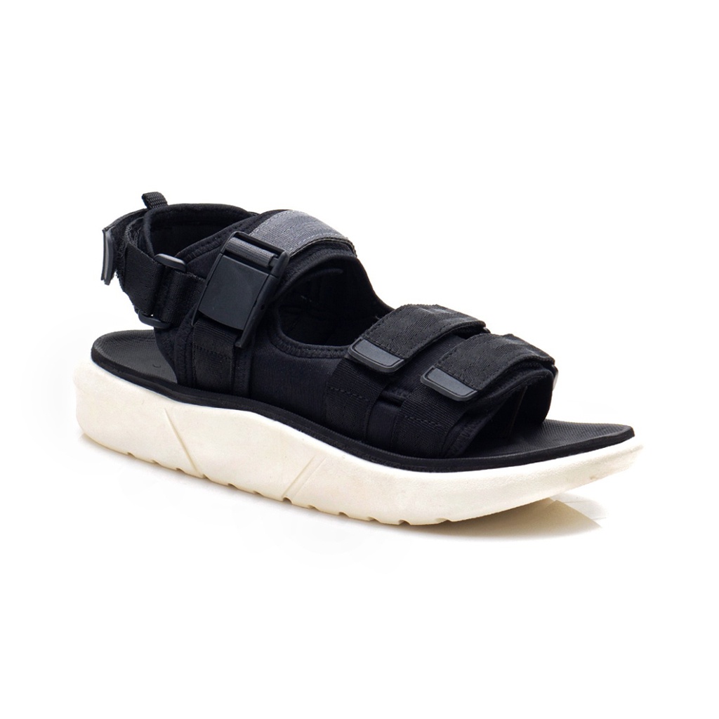 EXTROVERT SERIES ORIGINAL x REYL MAN Sandal Casual Pria Sendal Gunung Kasual Jalan Santai Harian Main Hangout Lebaran Fashion Distro Traveling Outdoor Premium Travelling Footwear Full Black White Hitam Putih Big Size Jumbo Ukuran Besar 44 Keren Terbaru