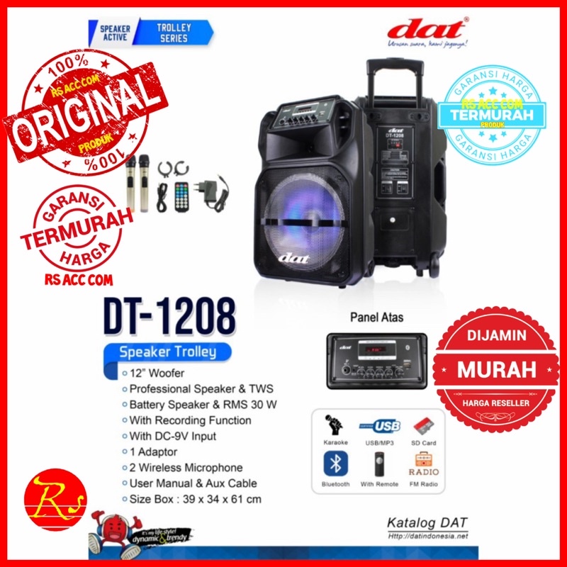 Speaker portable 12inch dat dt1208 Pa Mic wireless Dt 1208 Original