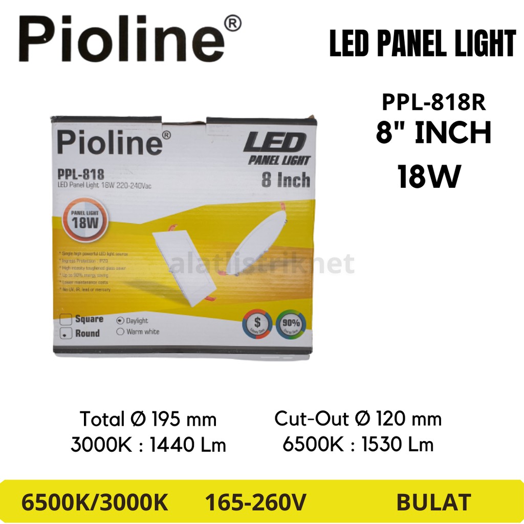 PIOLINE DOWNLIGHT PANEL LED 18WATT 18W 18 WATT INBOW IB BULAT / KOTAK
