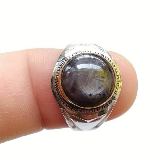 Cincin Monel Batu Permata Natural Ruby Star Gondola Cabochon 02