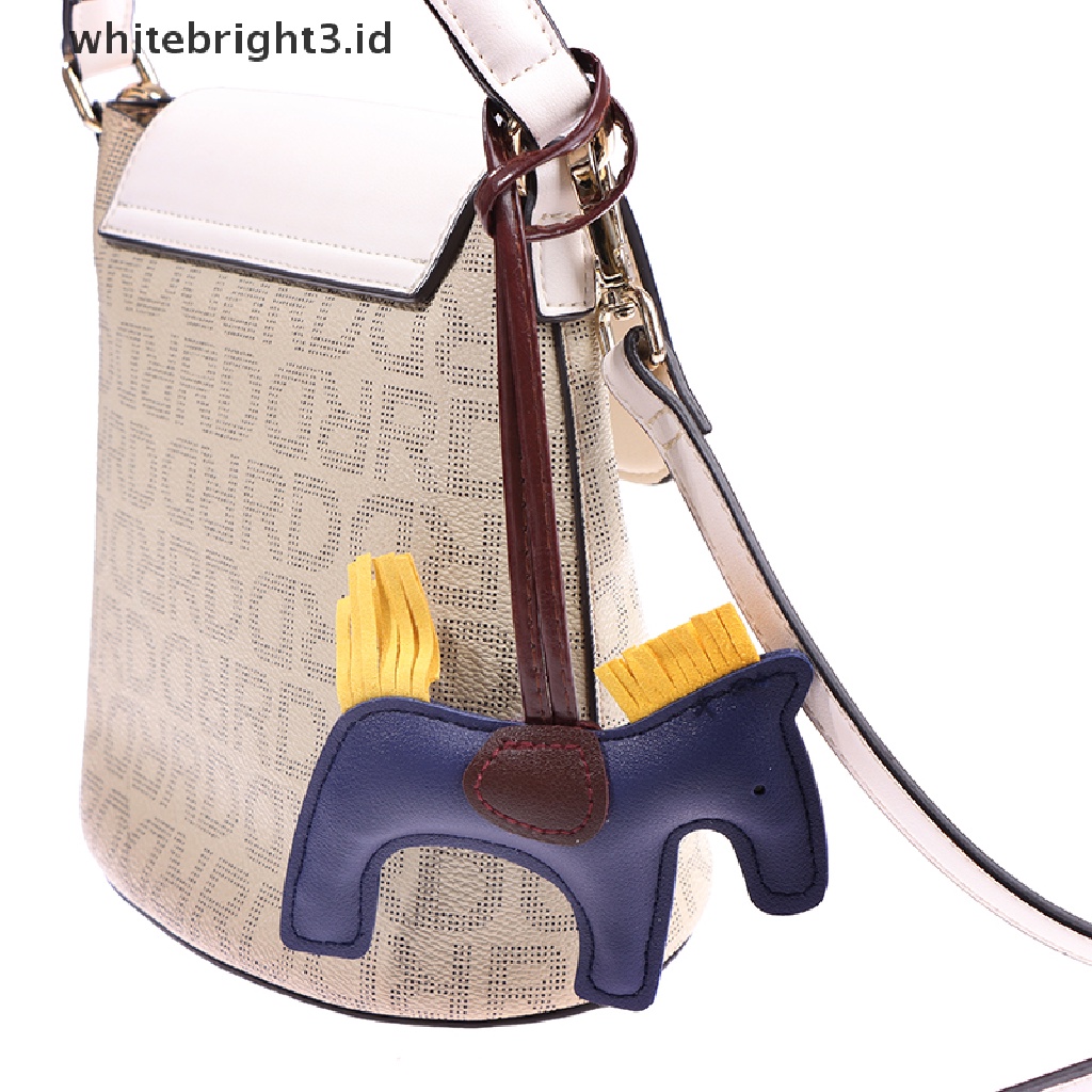 {whitebright3.id} Handmade PU Leather Horse Keychain Animal Key Chain for Women Bag Keychain Charm ,