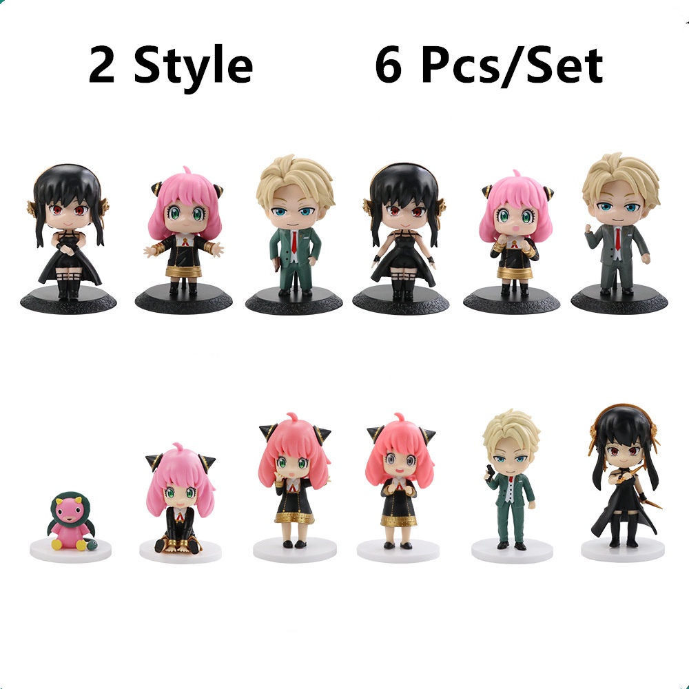 2022 May 6pcs / set Mainan Action Figure Anua Chibi Mata-Mata Bahan PVC Untuk Hadiah Anak