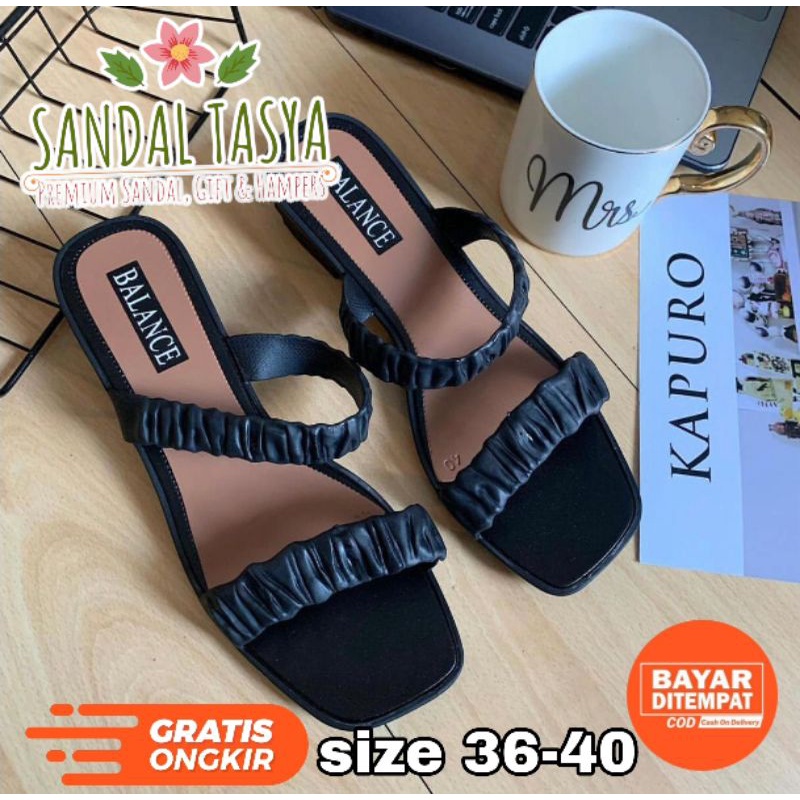 Sandal Jelly Wanita Import Big Heels Original Balance 3305 Black Terbaru