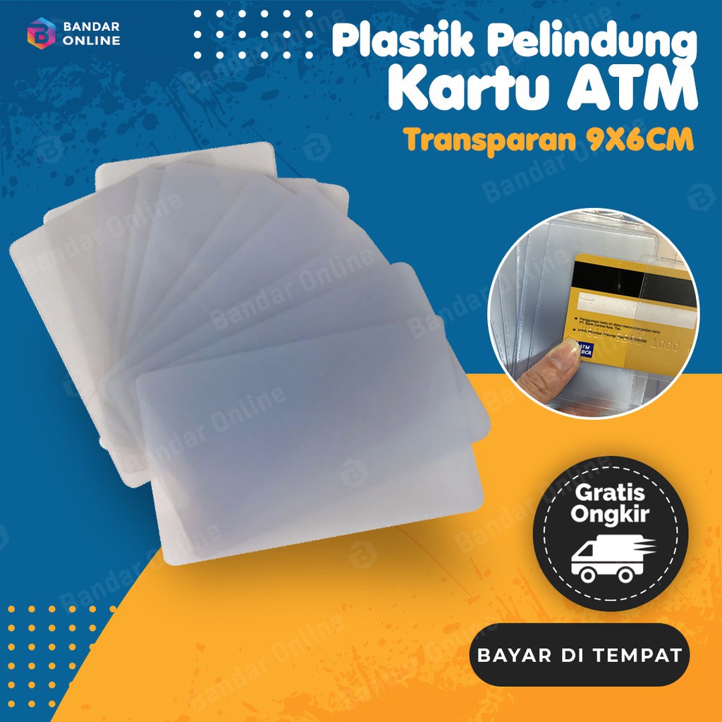 Plastik Mika Transparan Pelindung ID Card Kartu ATM Etoll Brizzi Flazz 9X6 CM