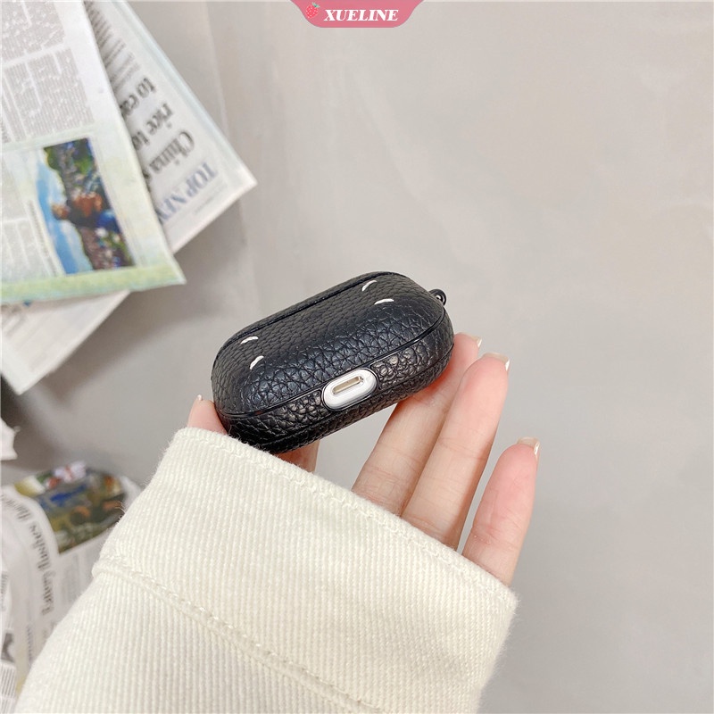 Casing Soft Case Bahan Kulit Desain Martin Margiela Untuk AirPods 1 / 2 / 3 Pro