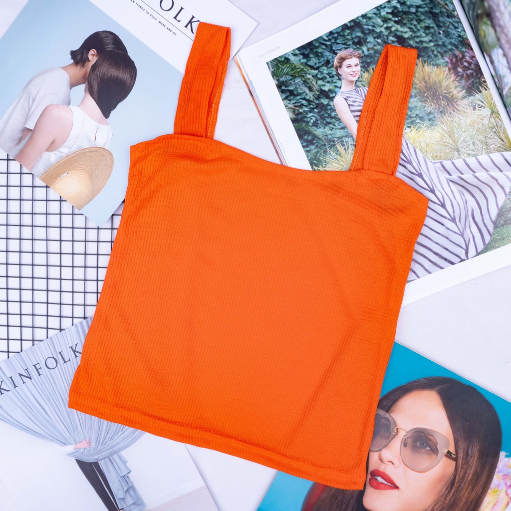 Korean Knit Tank Top | TANK TOP TALI RIB |SALE MURAH 1 KG MUAT 12PC-ORANGE