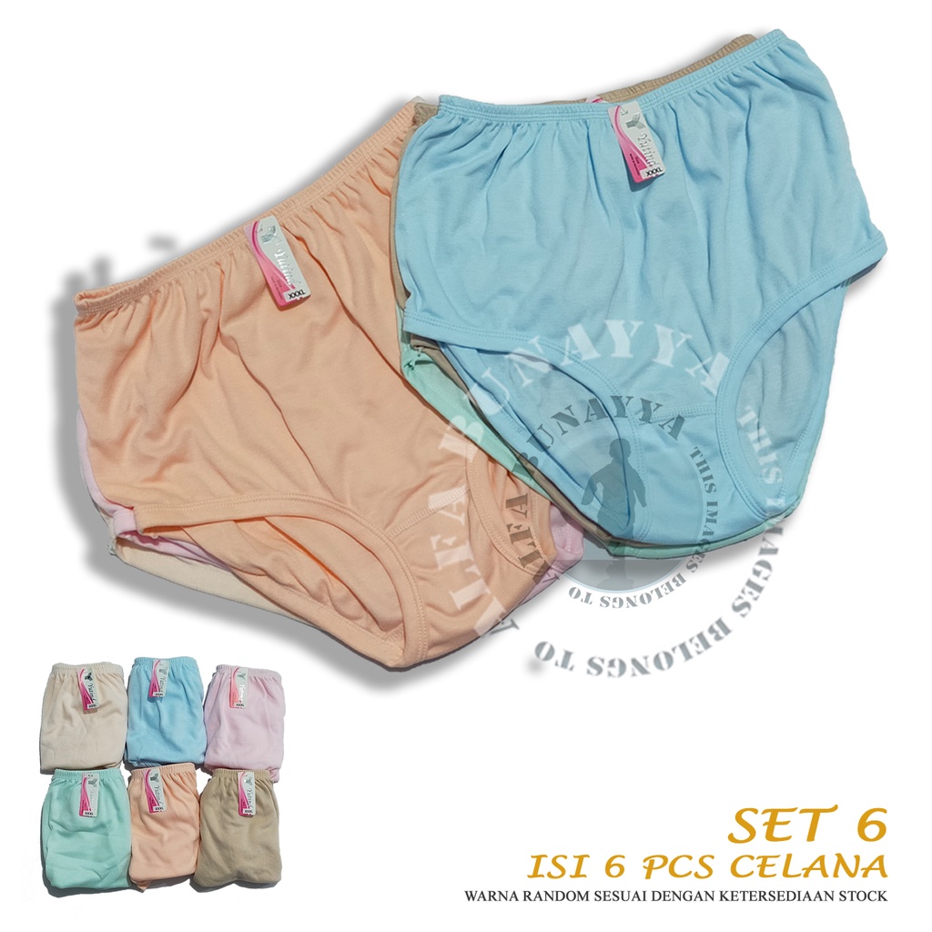 SET Isi 6 Celana Dalam Wanita YUTIND BIG SIZE - CD JUMBO Pakaian Dalam - Underwear AYT003