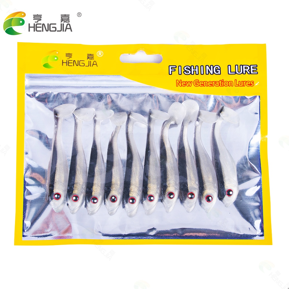 Hengjia 10 Pcs Umpan Pancing Soft Bait Bentuk Cacing Keriting Bahan Silikon Ukuran 6.5cm 3.1g