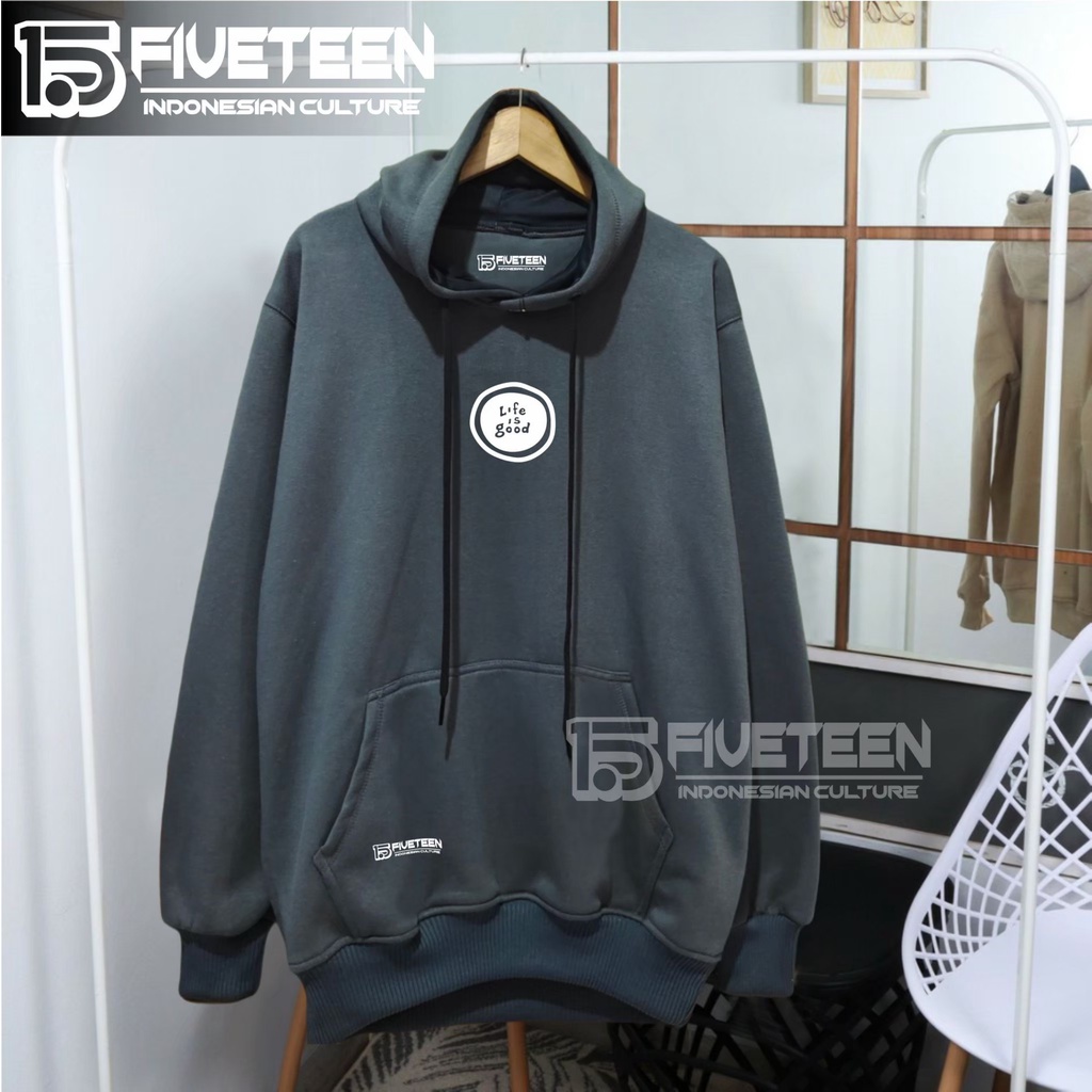 jaket distro original brand 15fifteen15 warna abu paralon list sablon life is good hoodie cowok distro original sweater pria keren original kata kata zipper hoodie wanita oversize jumbo suwiter dewasa murah laki laki fifteen