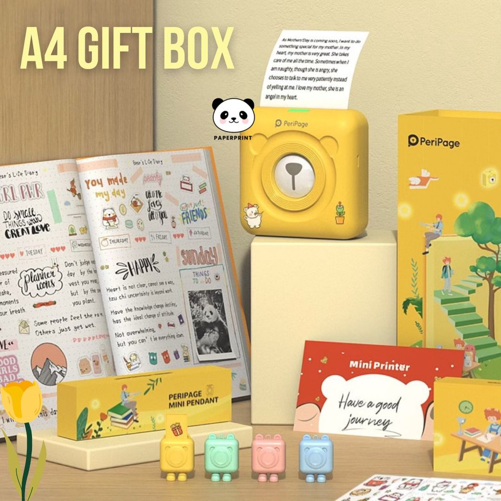 (NEW) PERIPAGE A6 Gift box Complete set Mini Printer Print Resi Thermal Bluetooth