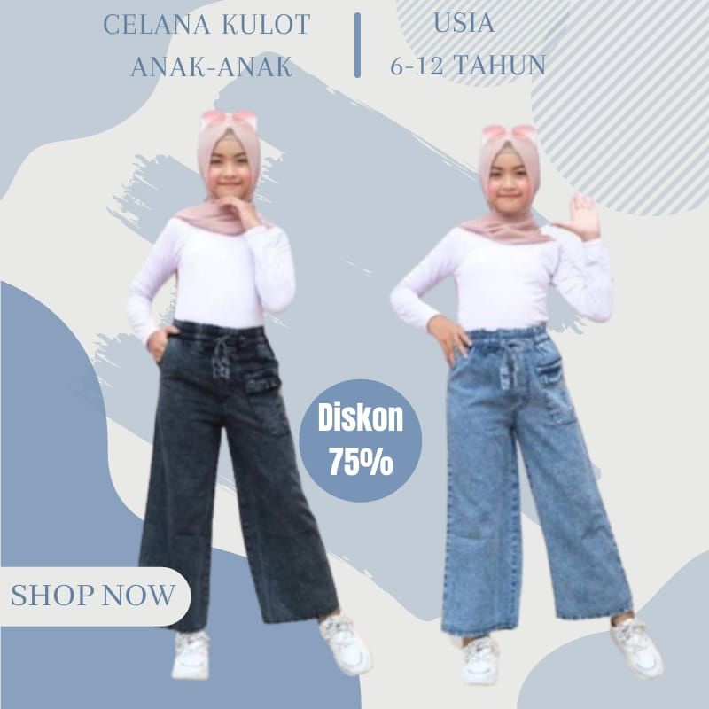 KULOT ANAK 6-14 TAHUN / KULOT JEANS ANAK PEREMPUAN / CELANA KULOT ANAK / KULOT ANAK/KULOT JEANS ANAK