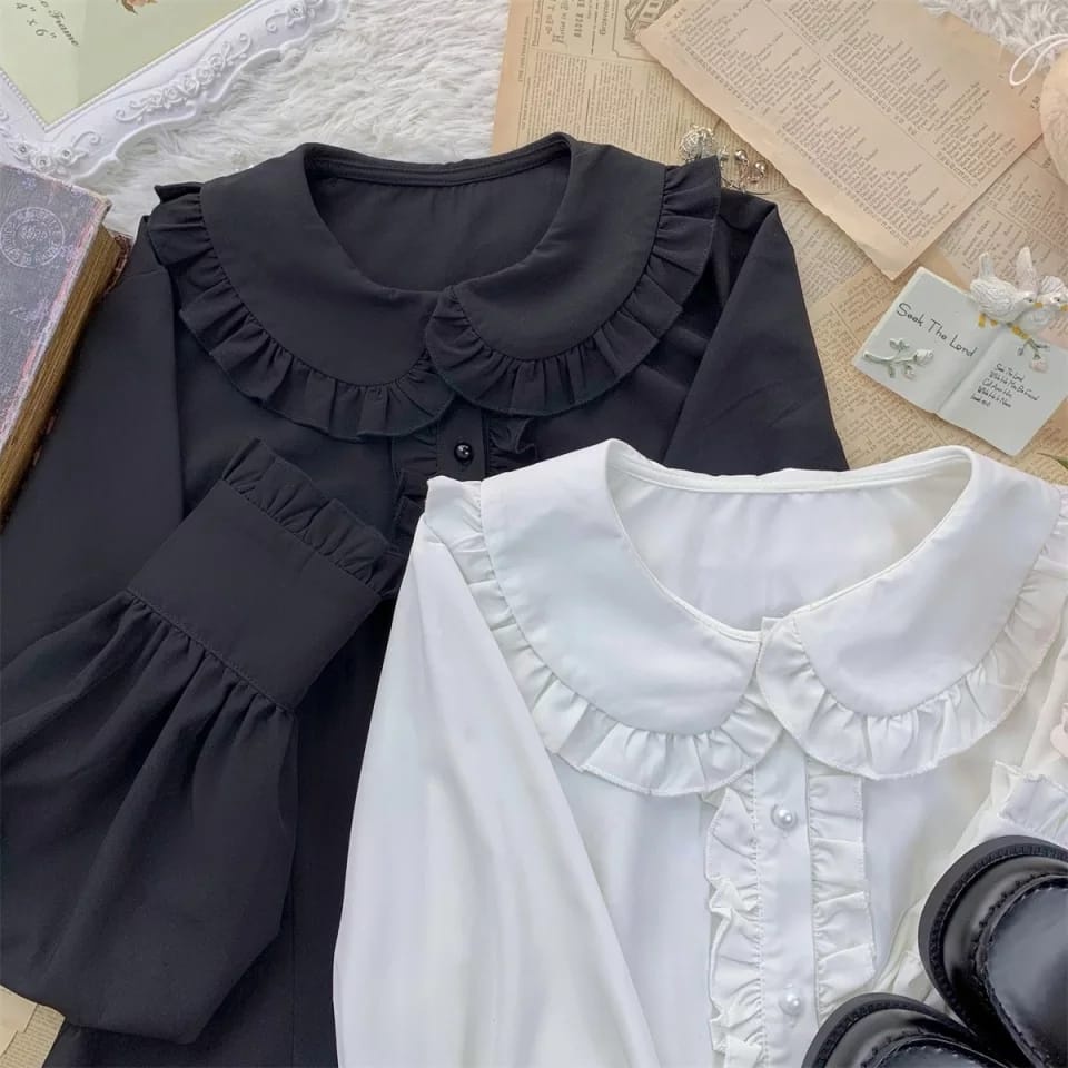 Pearly Blouse - Size S M L XL 2XL 3XL 5L - Blouse Jumbo - Baju Jumbo - Atasan Wanita Jumbo - Atasan Korea Jumbo - Atasan Big Size