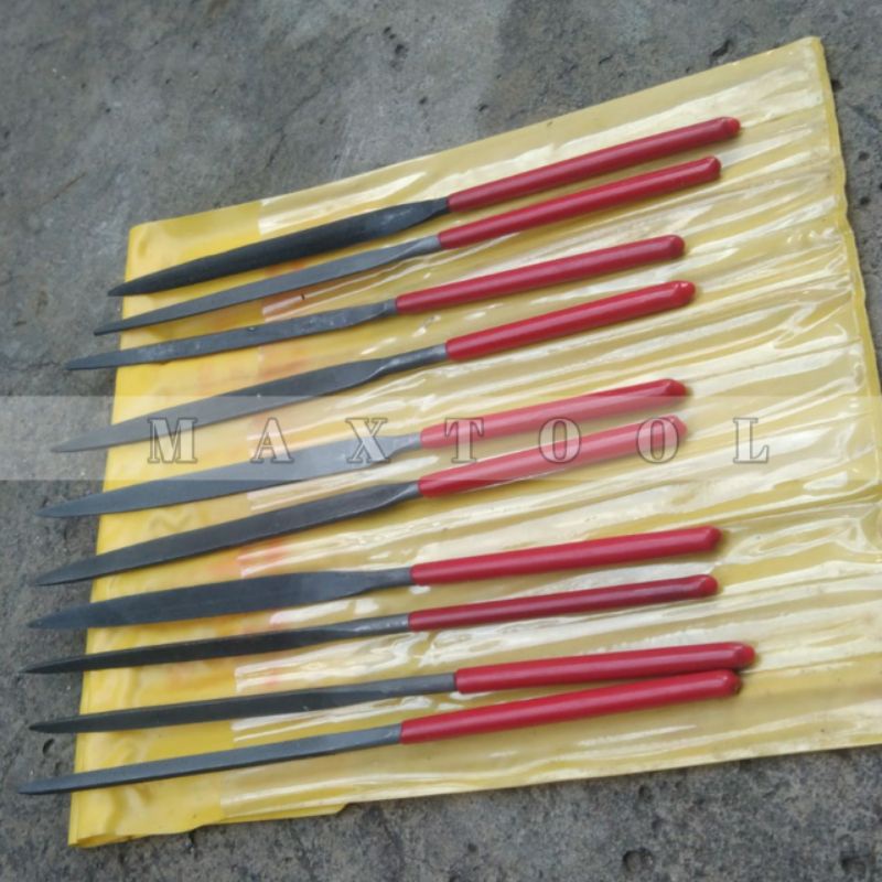 kikir besi cap buaya set 4 × 160mm 10 pcs pengasah gergaji dll