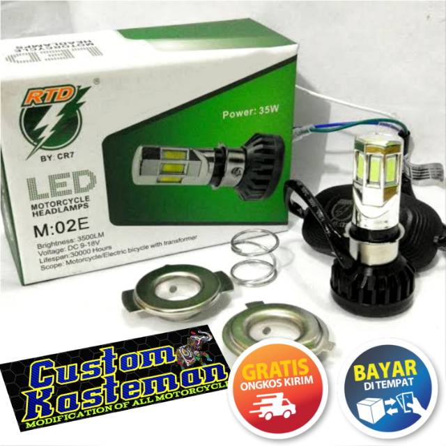 Original Lampu Depan Led Rtd 35 Watt 6 Sisi H6 H4 Ac Dc Blue Ice Biru White Putih All Motor Shopee Indonesia