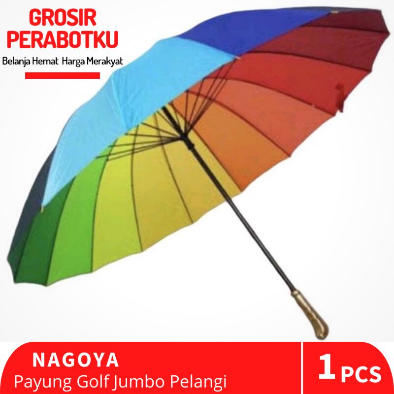 Payung Golf Pelangi Jumbo Besar 16 Jari Murah Kuat &amp; Kokoh Payung Besar Rainbow Payung Pelangi Besar Payung Warna Warni Jumbo Payung Murah Besar Payung Silver Payung Payung Besar Murah Meriah Umbrella Rainbow