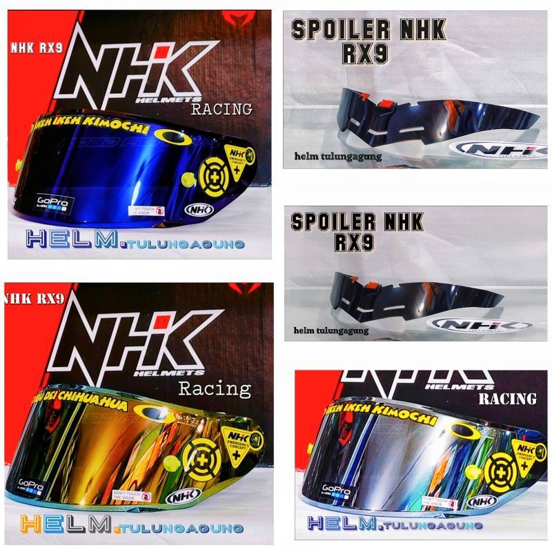 Paket Flat visor  + Spoiler NHK RX9 / Gm Race pro ( gratis sticker visor )