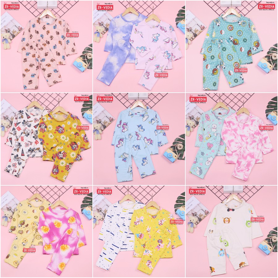 Pajamas Sunday uk Bayi - 10 Tahun / Baju Tidur Anak Perempuan IMPORT Piyama Branded Karakter Setelan