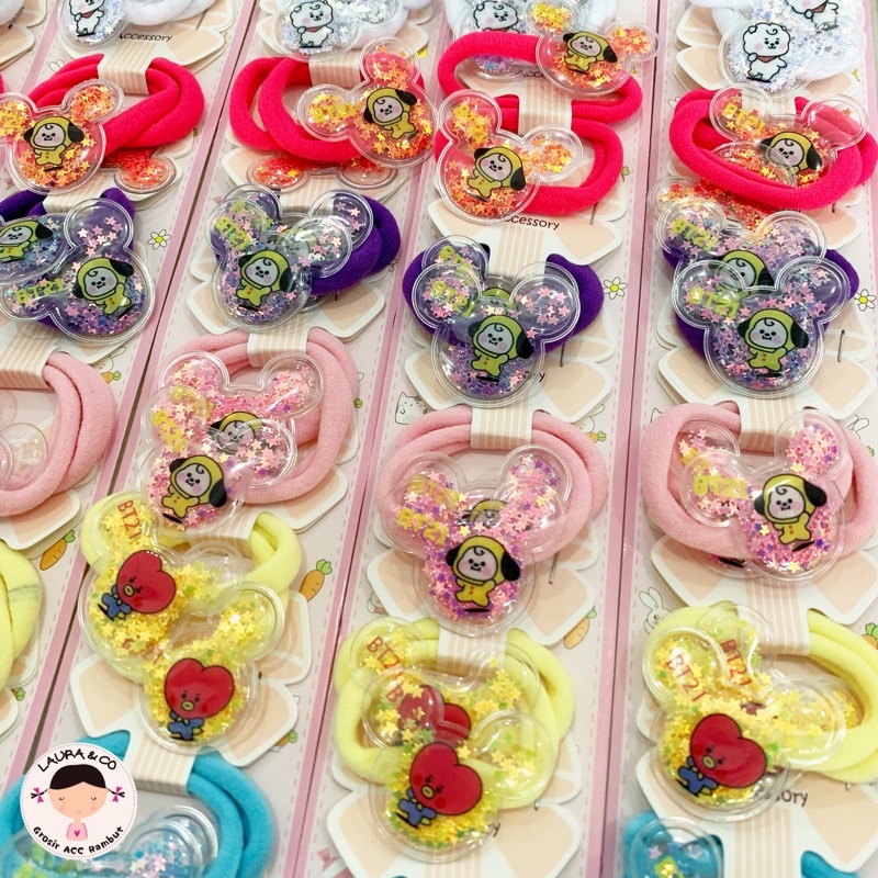 Ikat kuncir rambut BTS BT21 isi 10pasang Kpop Grosir lusinan-Silicon Balon Miki 8
