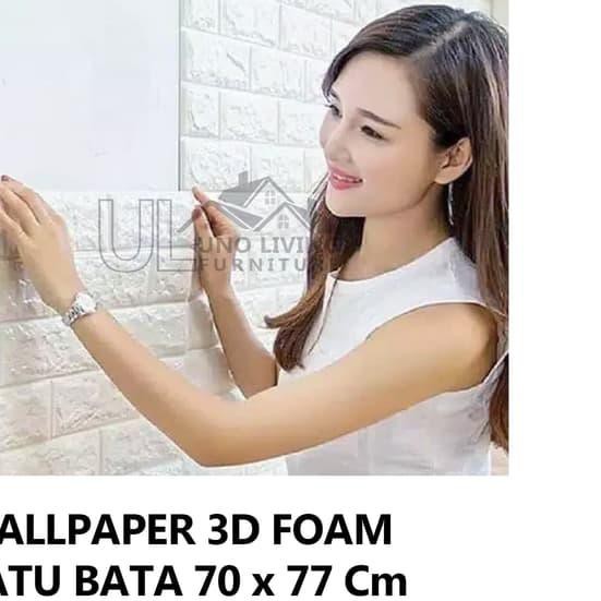 ❁ Wallpaper 3D Modern Foam Batu Bata Ukuran Wall Sticker Putih Murah ➫