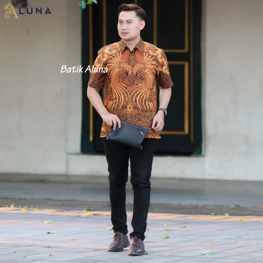 BAJU BATIK PRIA DEWASA LENGAN PENDEK TERBARU 2021 BATIK COWOK MODERN ASLI BATIK ALUNA PD 018